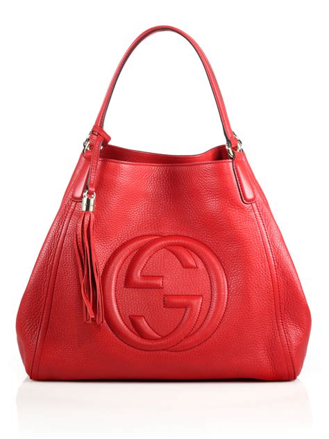 gucci soho leather hobo red harga|Gucci.